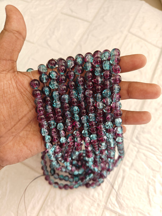 Dual Shade Crackle Beads 8mm Majentha & Blue - approx. 100 beads