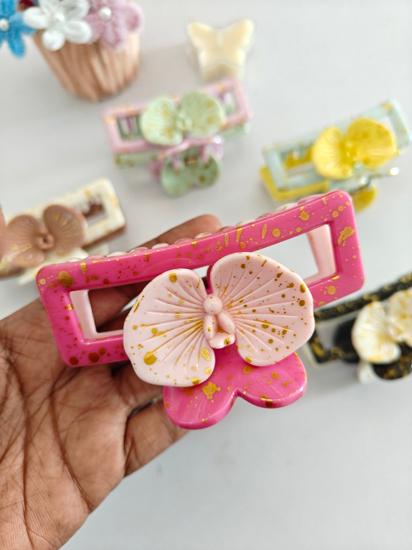 Dual Shade Orchid Claw Clips