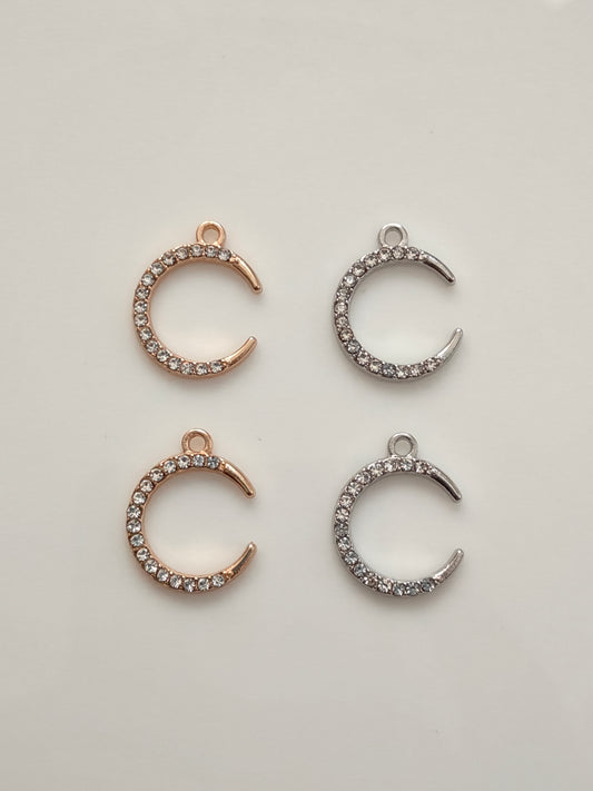 Stoned Crescent Charm - 1 Piece