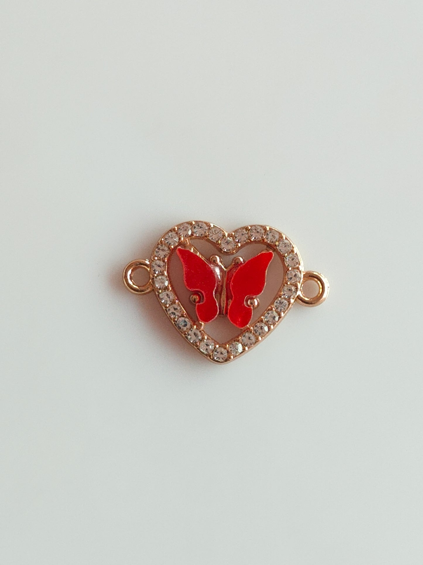 Stone Heart Butterfly Charm - 1 Piece