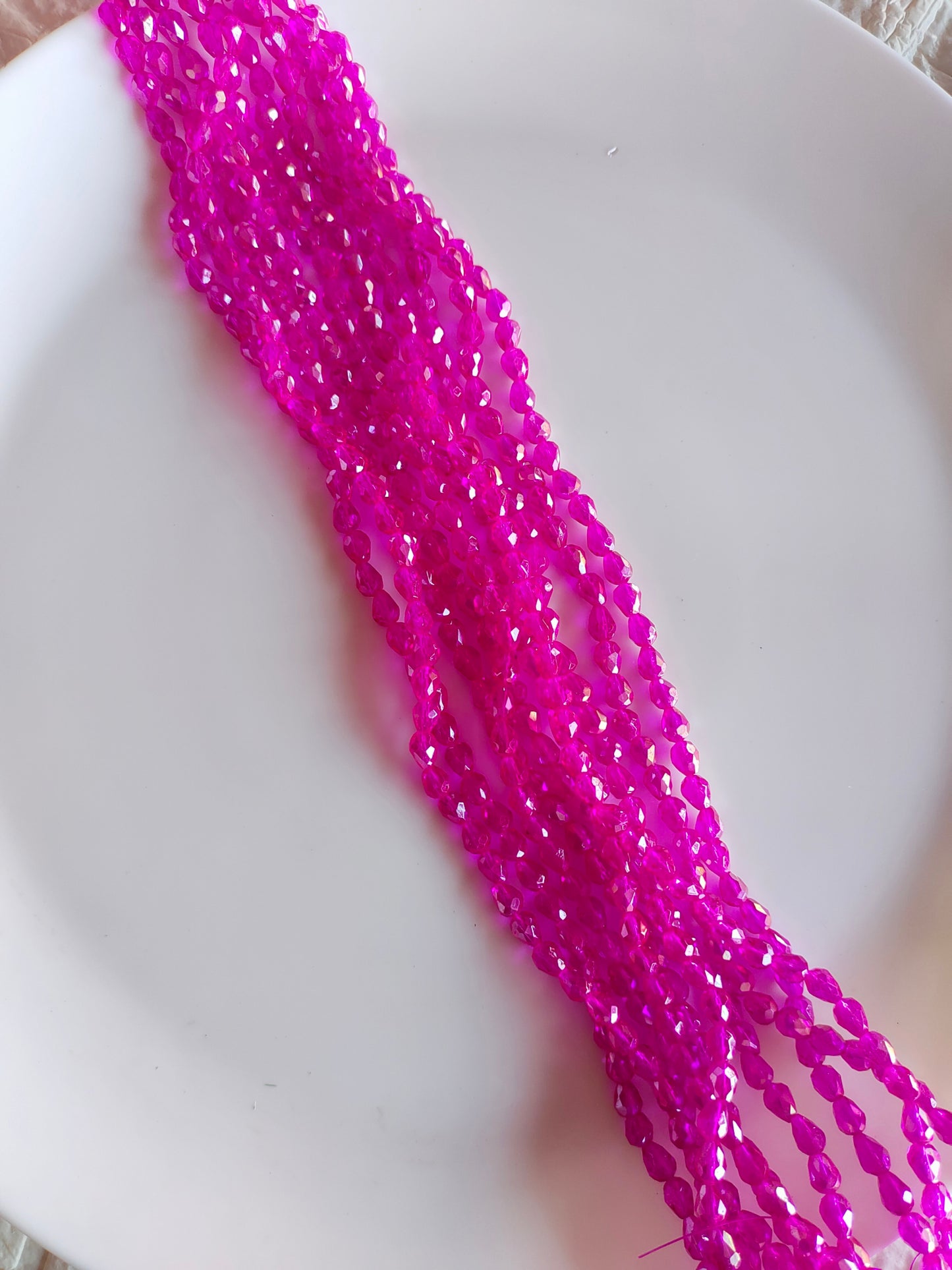 Drop 8*5mm Crystal Beads Pale Rani Pink