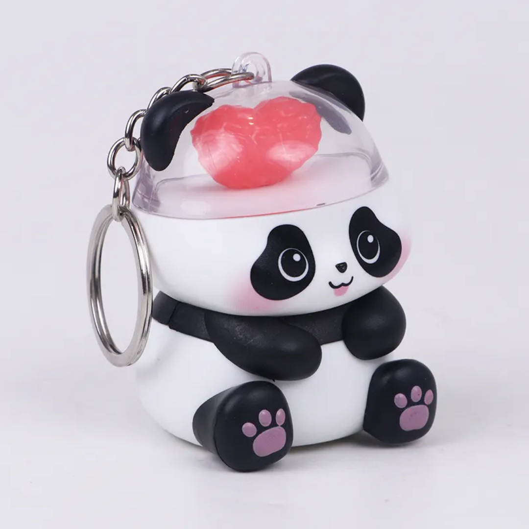 Mini Love Panda Light Keychain - Black