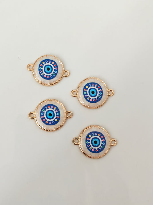 Round Evil Eye Connector Charm - 1 Piece