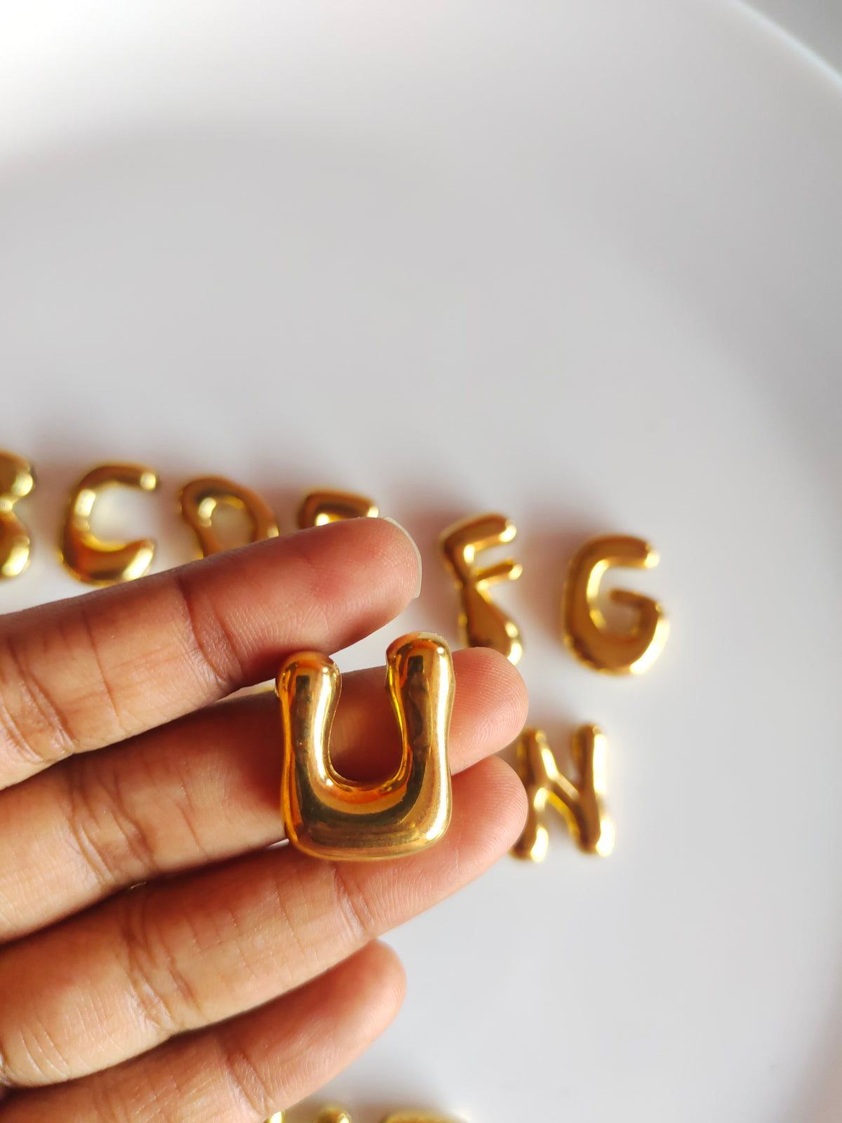 Bubble Alphabet SS 18k Gold PVD Plated Bead Charm - 1 Piece - Anti Tarnish