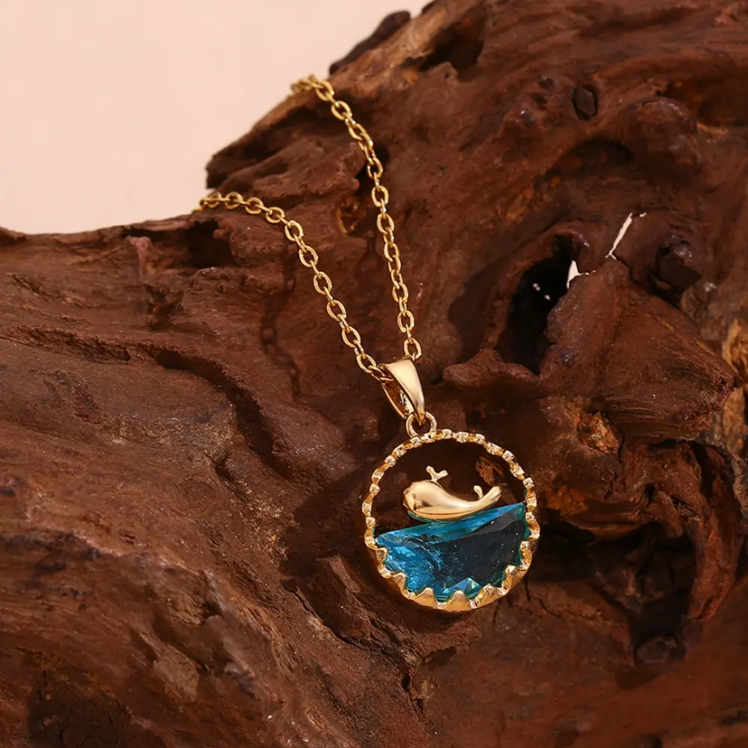 Dolphin Charm Crystal Necklace