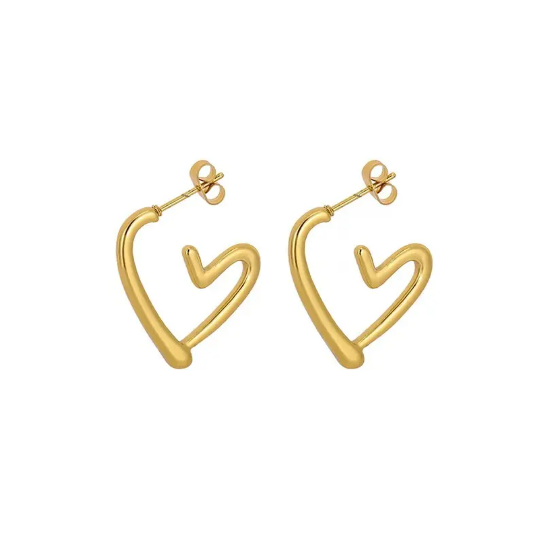 Classic Curvy Heart Hoops