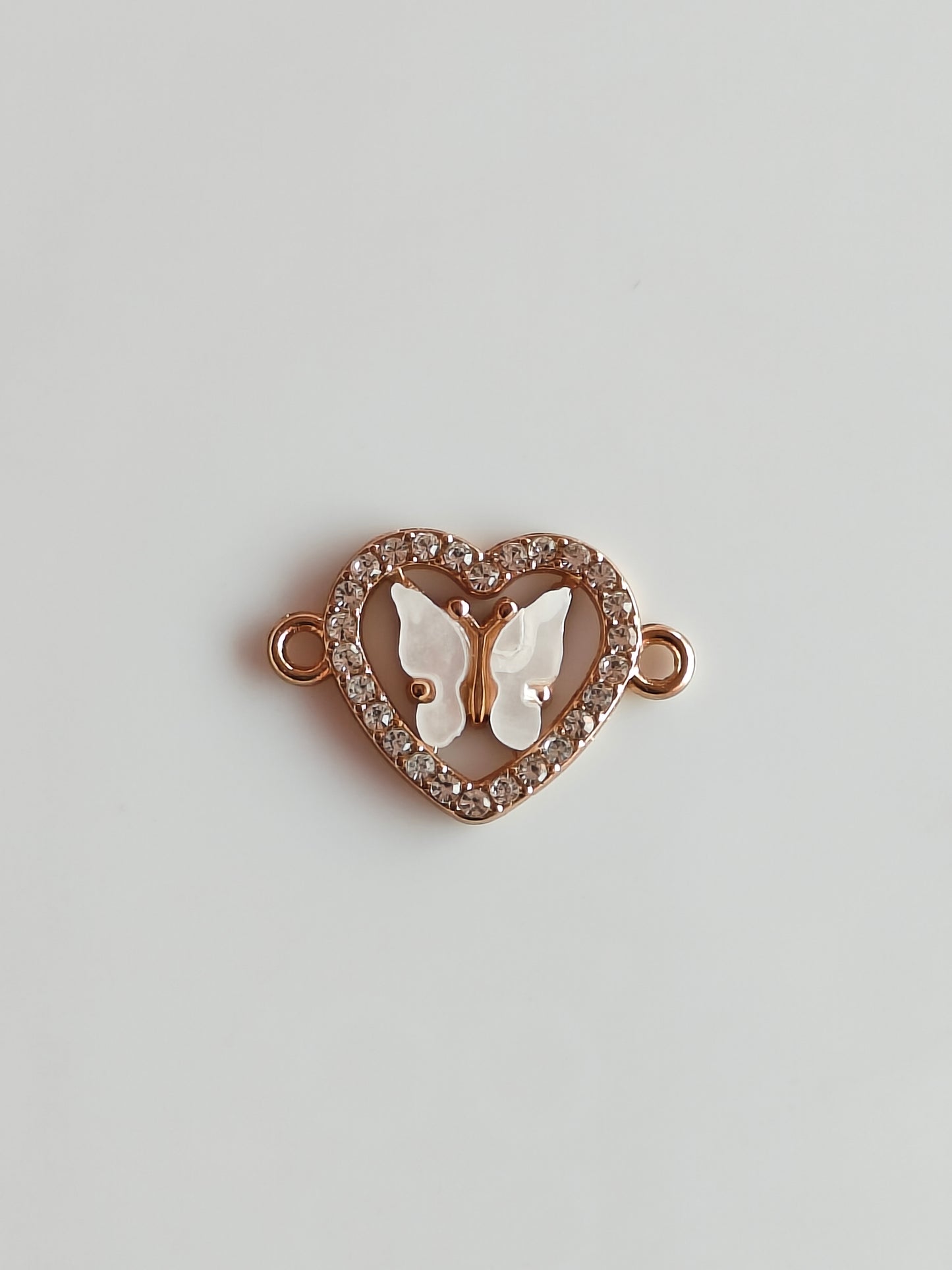 Stone Heart Butterfly Charm - 1 Piece