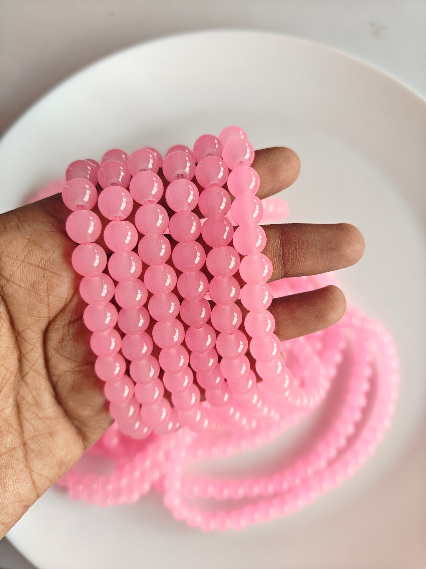Jelly Beads 8mm Bright Pink - approx. 100 beads