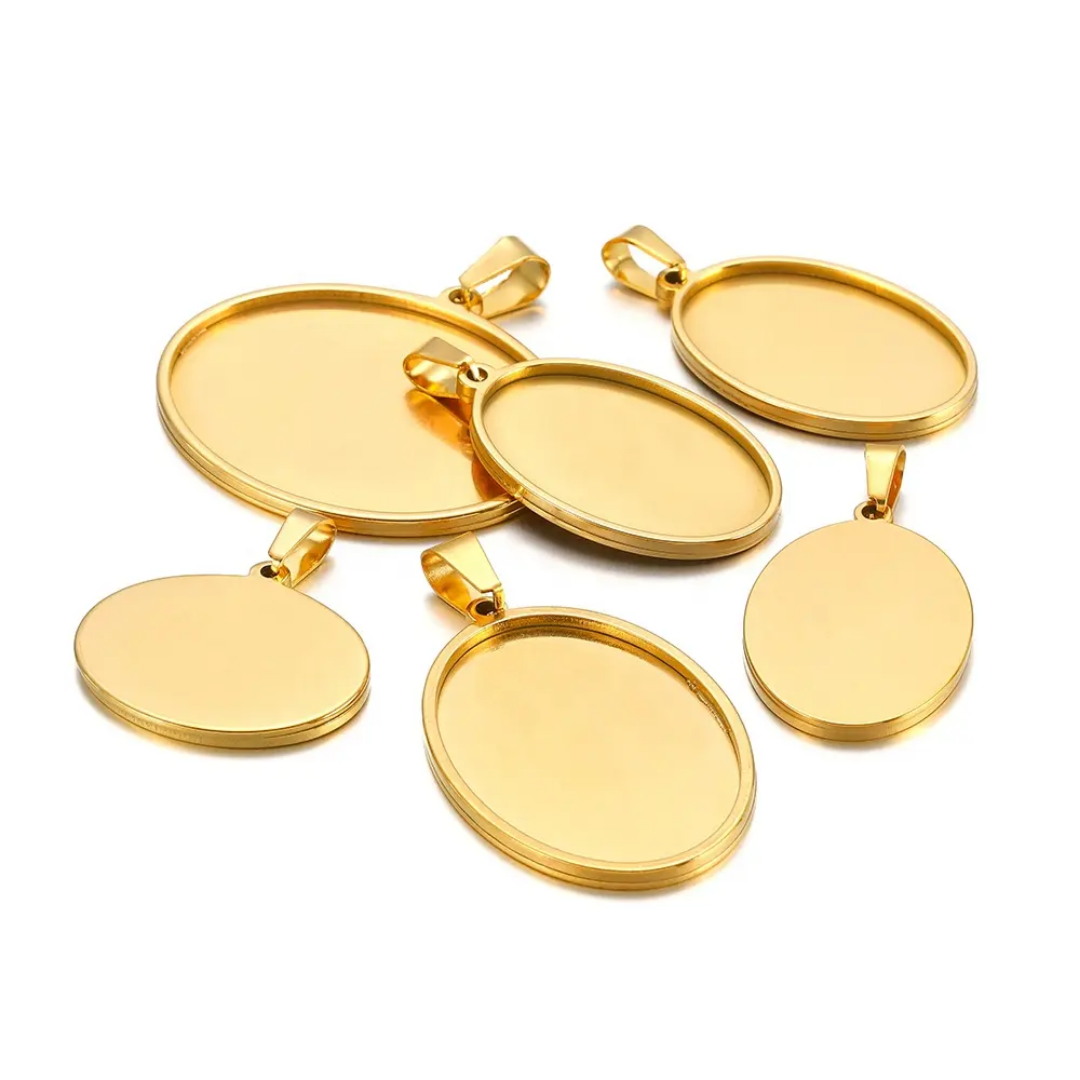 Oval Cabochon 18*25mm Base SS 18k Gold PVD Plated - 1 Piece