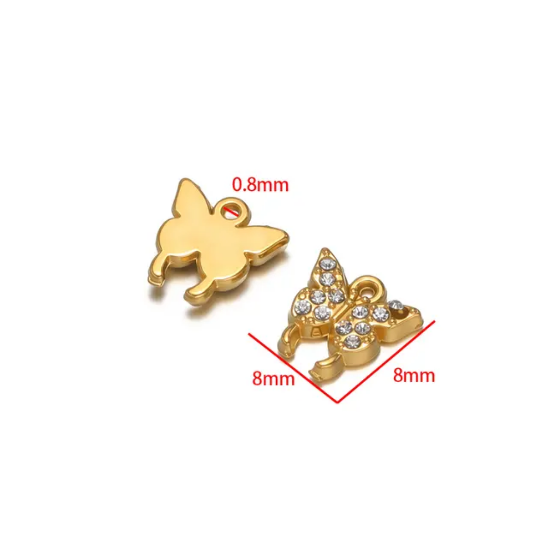 Butterfly Zircon SS 18k Gold PVD Plated Charm - 1 Piece