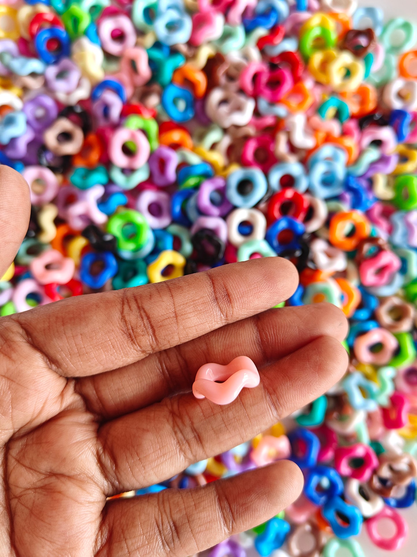 Acrylic Multicolor Wavy Round Spacer Beads - 20g