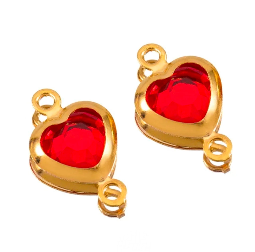 ZC Heart Connector Charm - 18k Gold PVD Plated Stainless Steel- Anti Tarnish  - 1 Piece