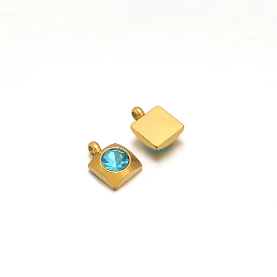 SS 18k Plated Square ZC Charm