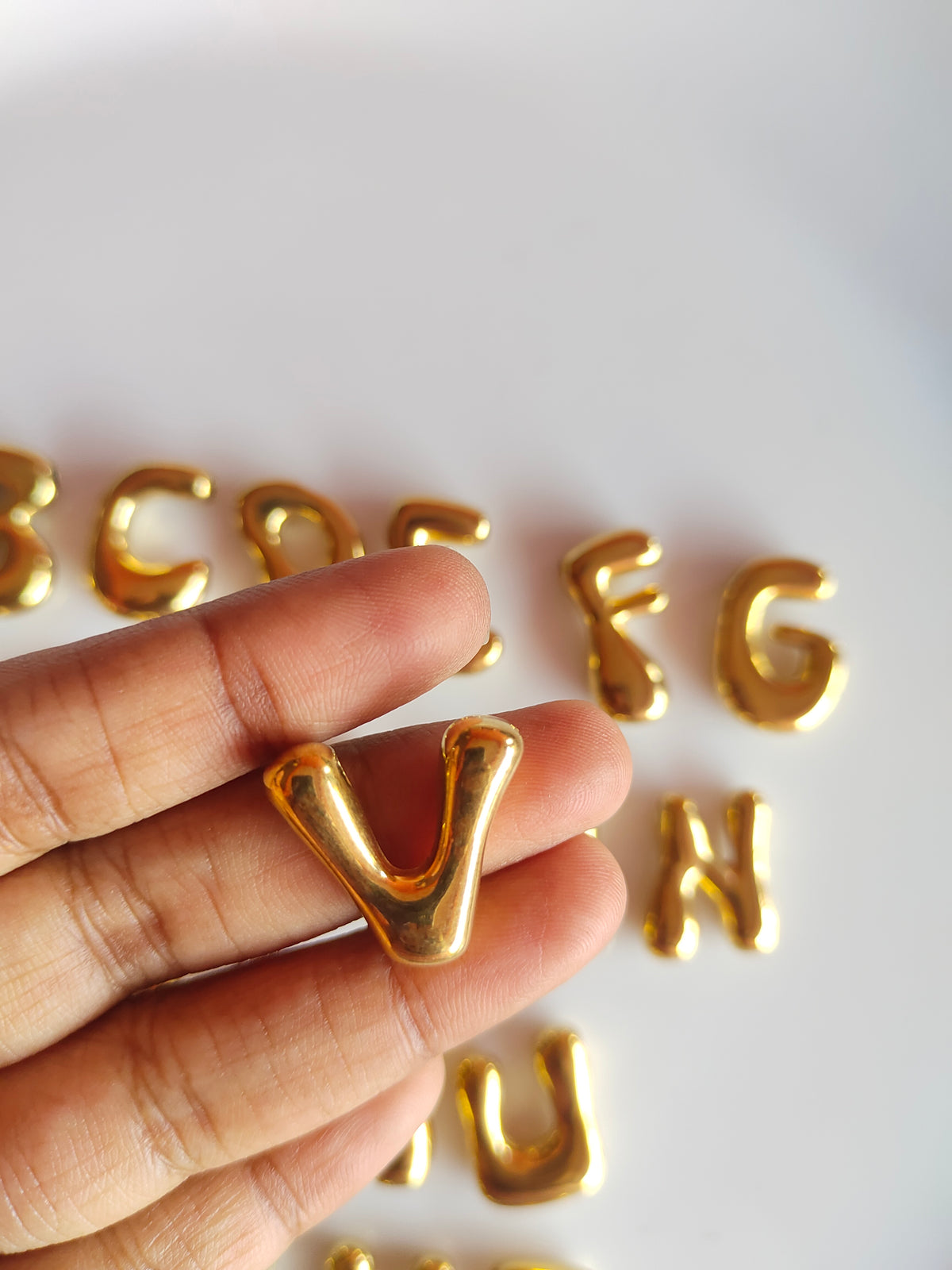 Bubble Alphabet SS 18k Gold PVD Plated Bead Charm - 1 Piece - Anti Tarnish