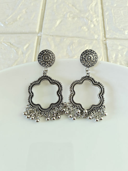 Silver Flower Jhumka Base - 1 Pair
