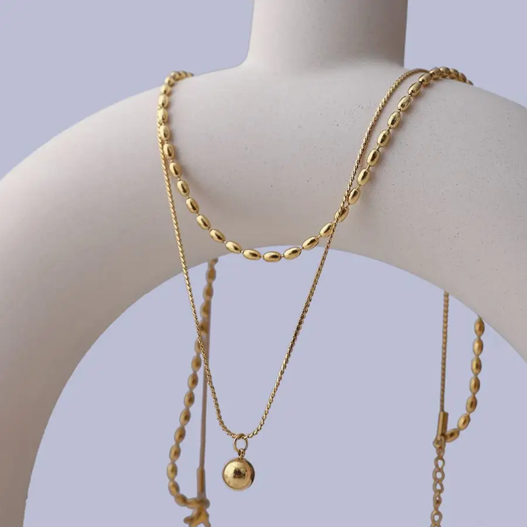 Ball Pendant Double Layer Chain