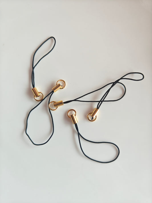 Black Phone Cord With Gold Connector - Pack of 5 Pieces