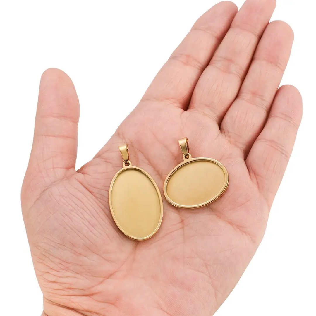 Oval Cabochon 18*25mm Base SS 18k Gold PVD Plated - 1 Piece