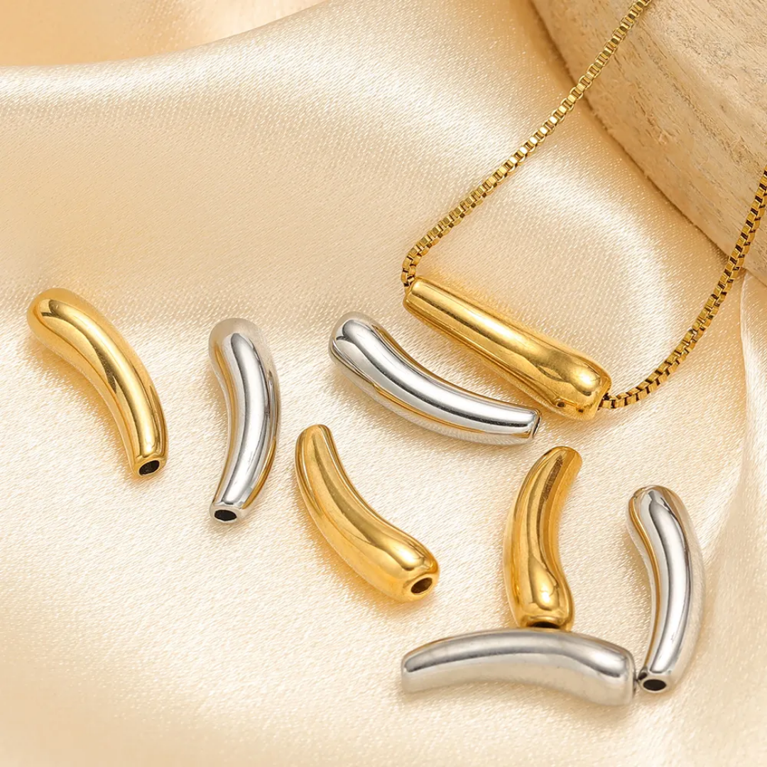 Stainless Steel Curvy Pendant Charm - 1 Piece