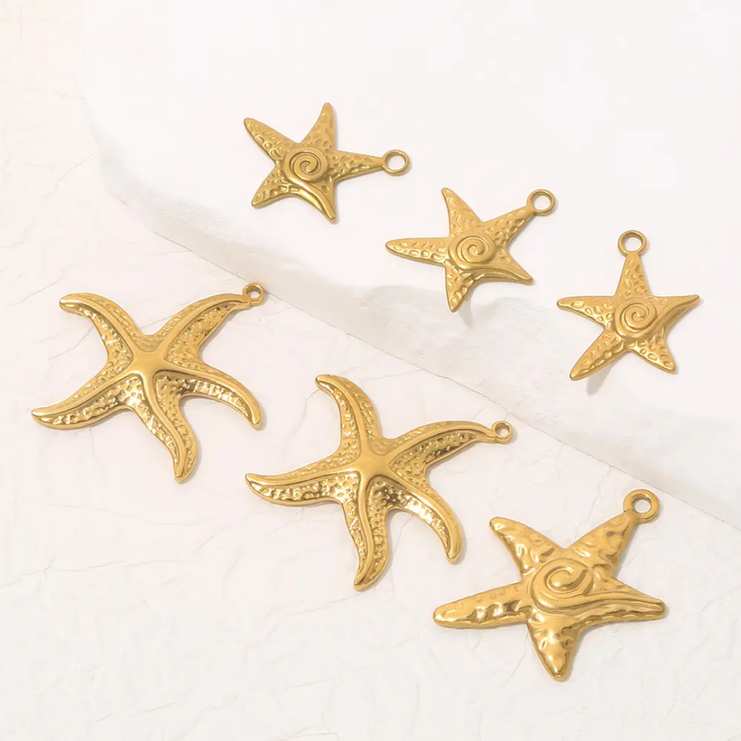 Starfish Charm - 18K Gold PVD Plated Stainless Steel - Anti Tarnish - 1 Piece