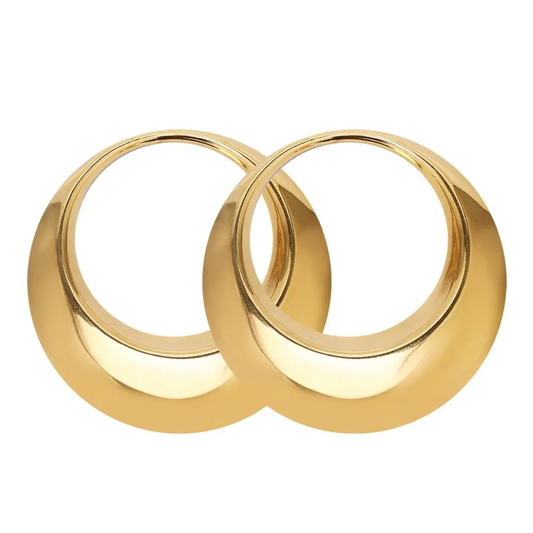 Stainless Steel Gold Hollow Big Round Bezel - 1 Piece