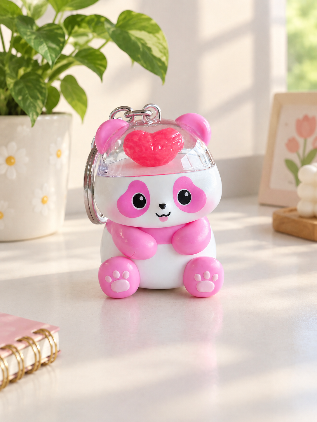 Mini Love Panda Light Keychain - Pink