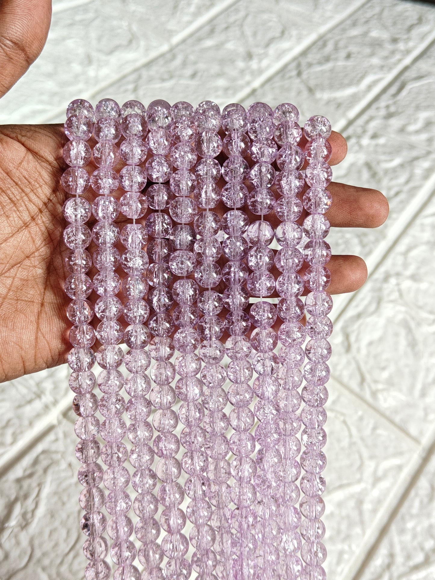 Single Shade Crackle Beads Lavender - approx. 100 beads