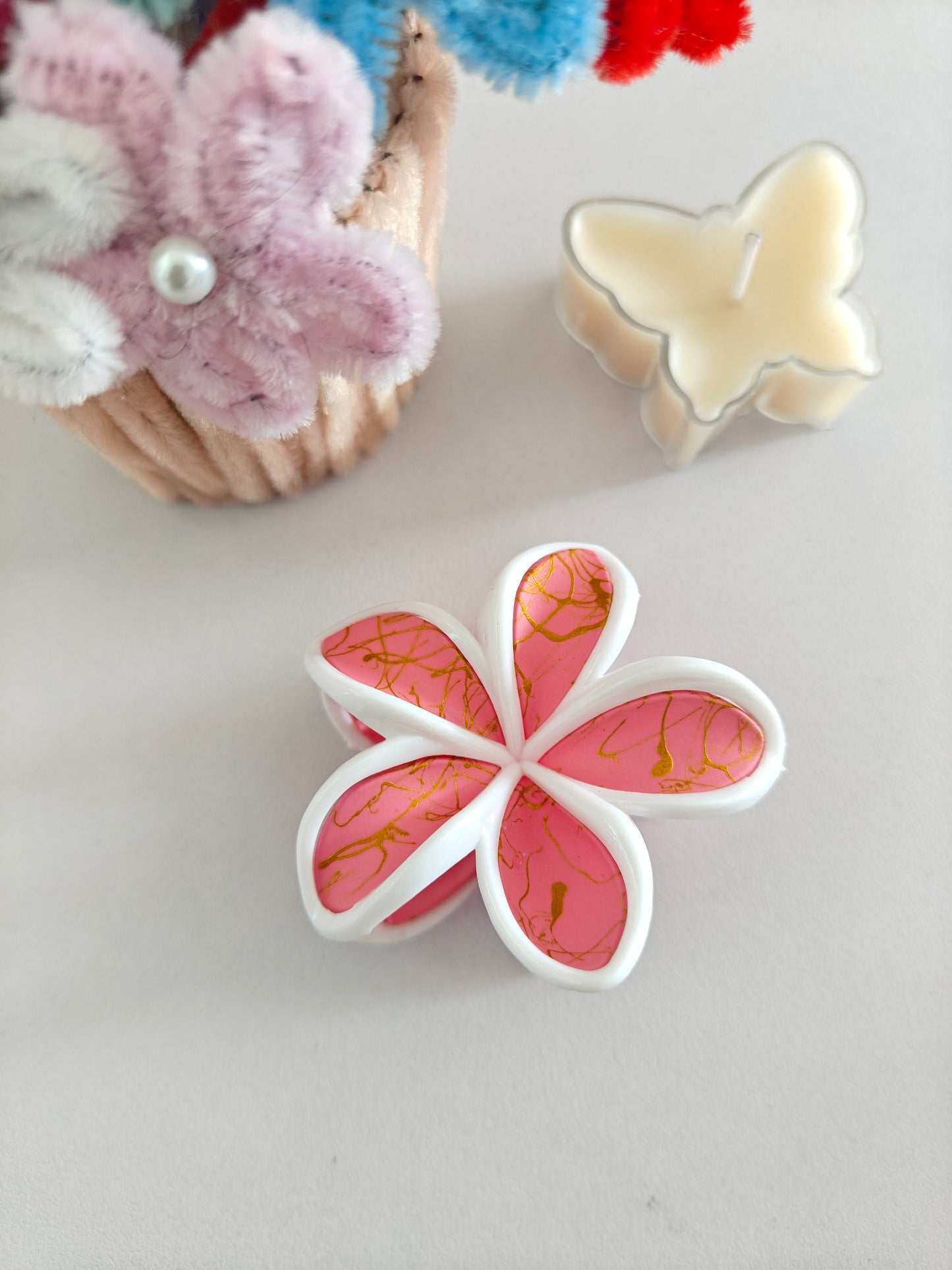 Marble Daisy Claw Clips - Mid Size