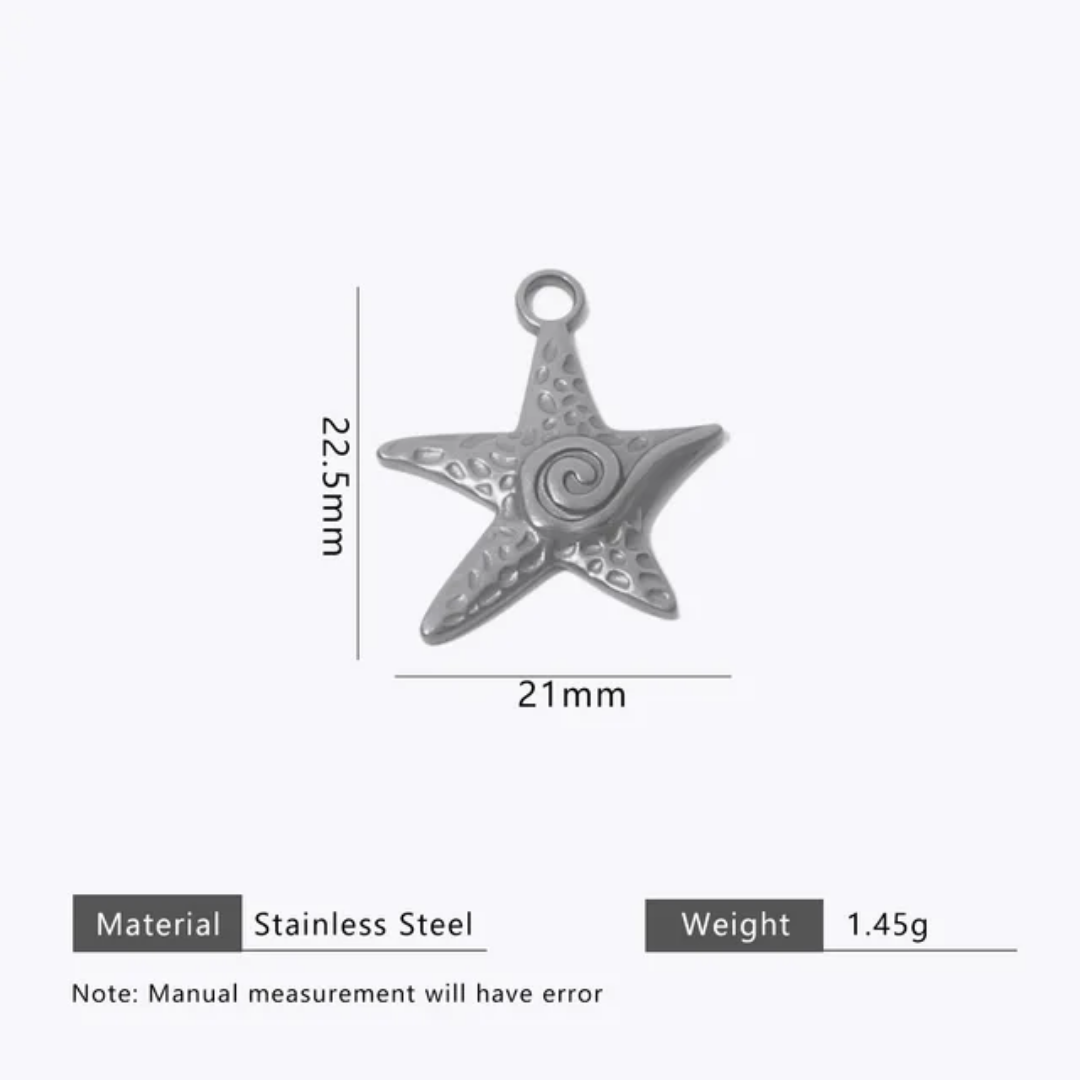 Starfish Charm - 18K Gold PVD Plated Stainless Steel - Anti Tarnish - 1 Piece