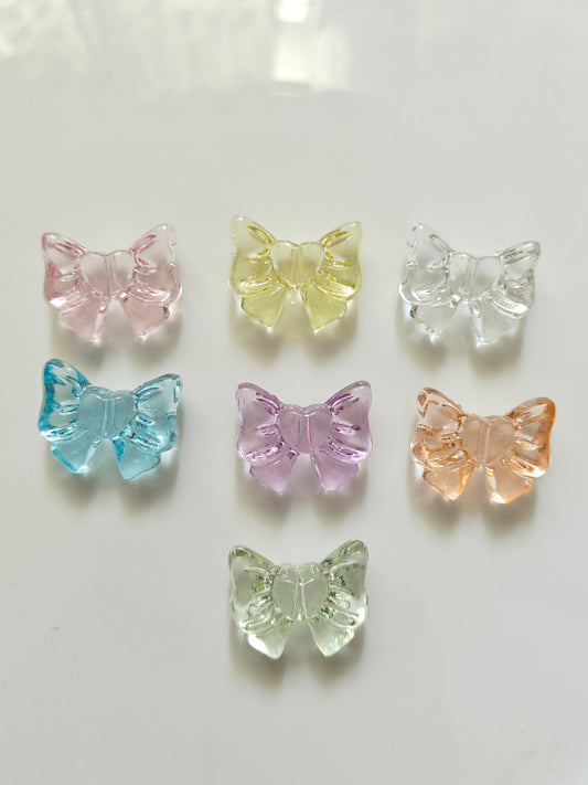 Acrylic Big Heart Bow Bead - Random 10 Pcs
