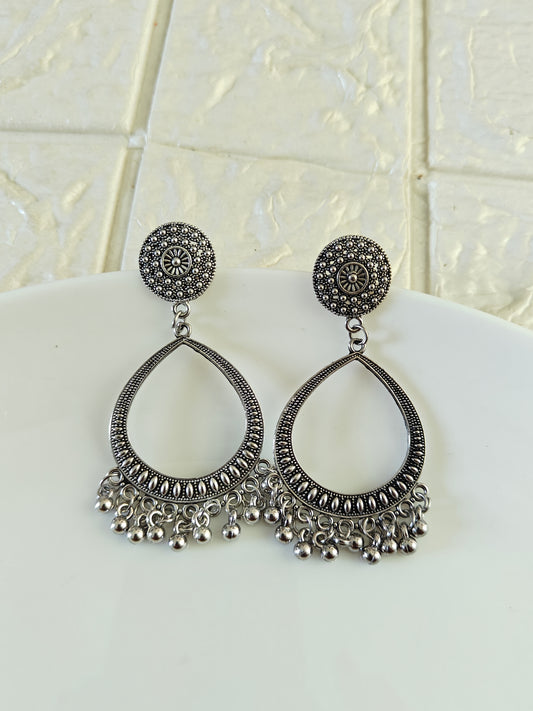 Silver Drop Jhumka Base - 1 Pair