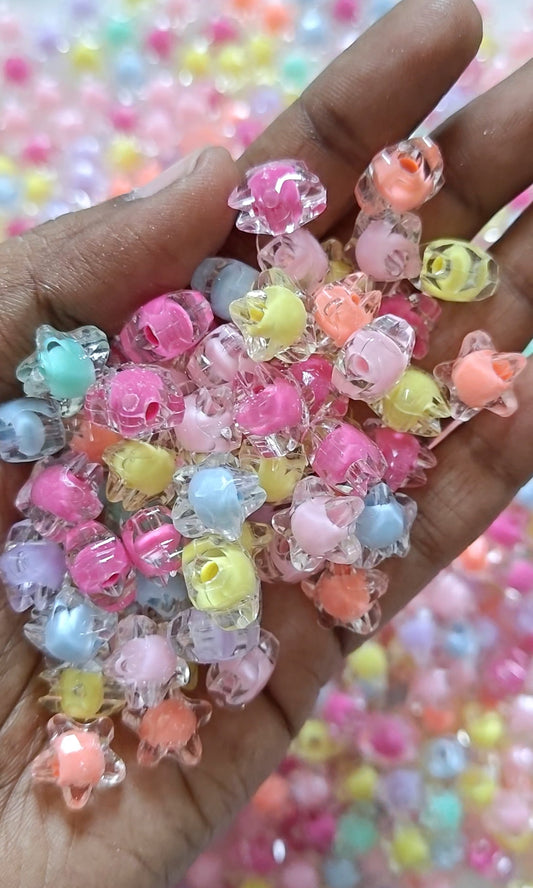 Star Acrylic Beads - 20gms (approx. 40-44 pieces)