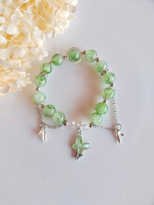 Elara Butterfly Charm Bracelet - Green