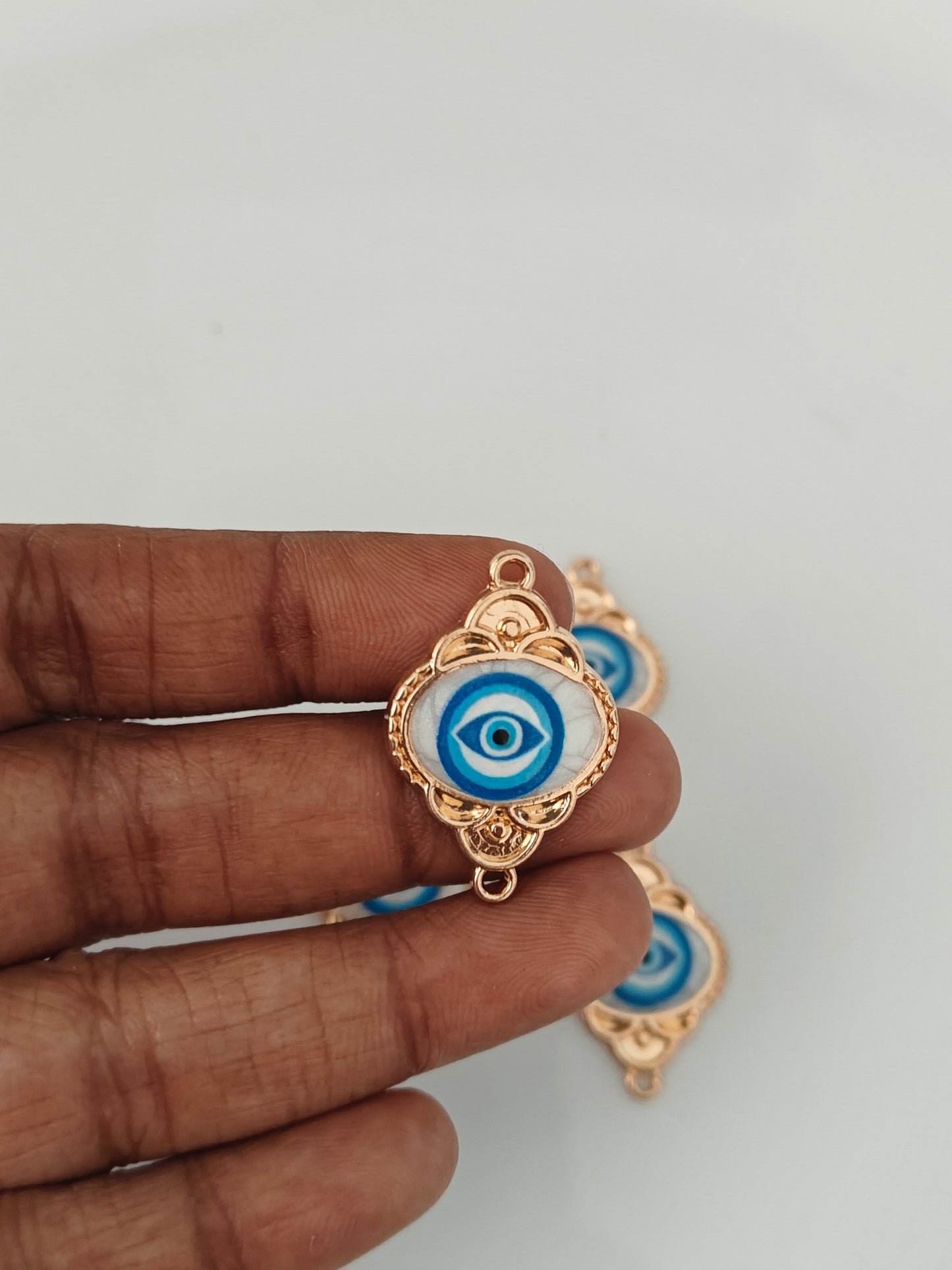 Oval Evil Eye Connector Charm - 1 Piece