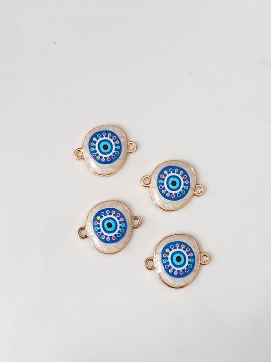 Oval Evil Eye Connector Charm - 1 Piece