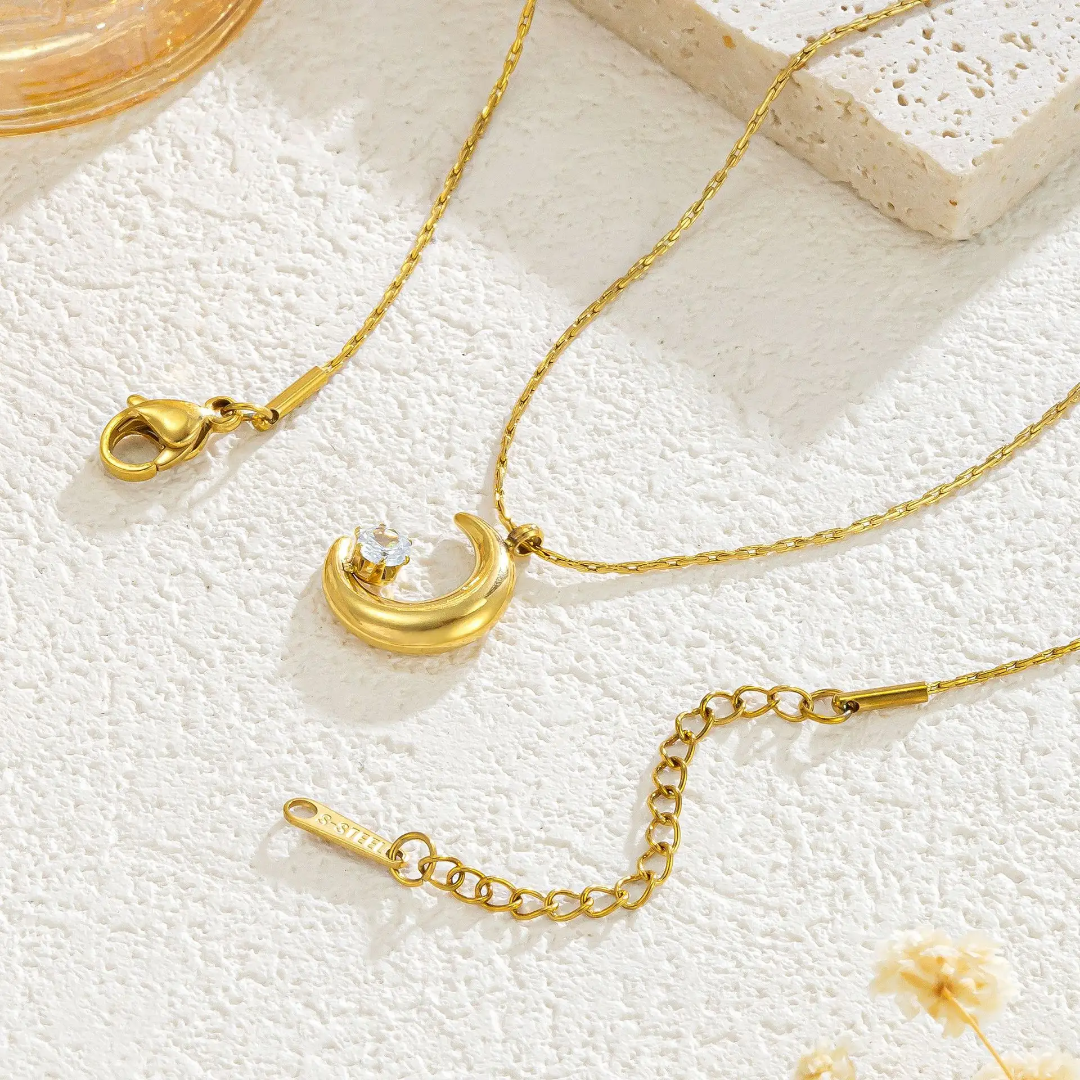Crescent Zircon Necklace