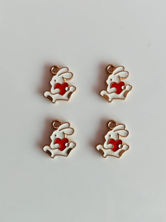 Heart Bunny Charm - 1 Piece