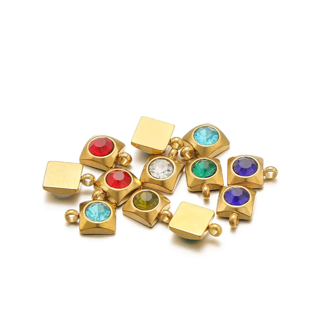 SS 18k Plated Square ZC Charm