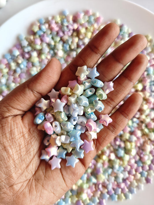Multicolor Metallic Star Spacer Beads - 20g