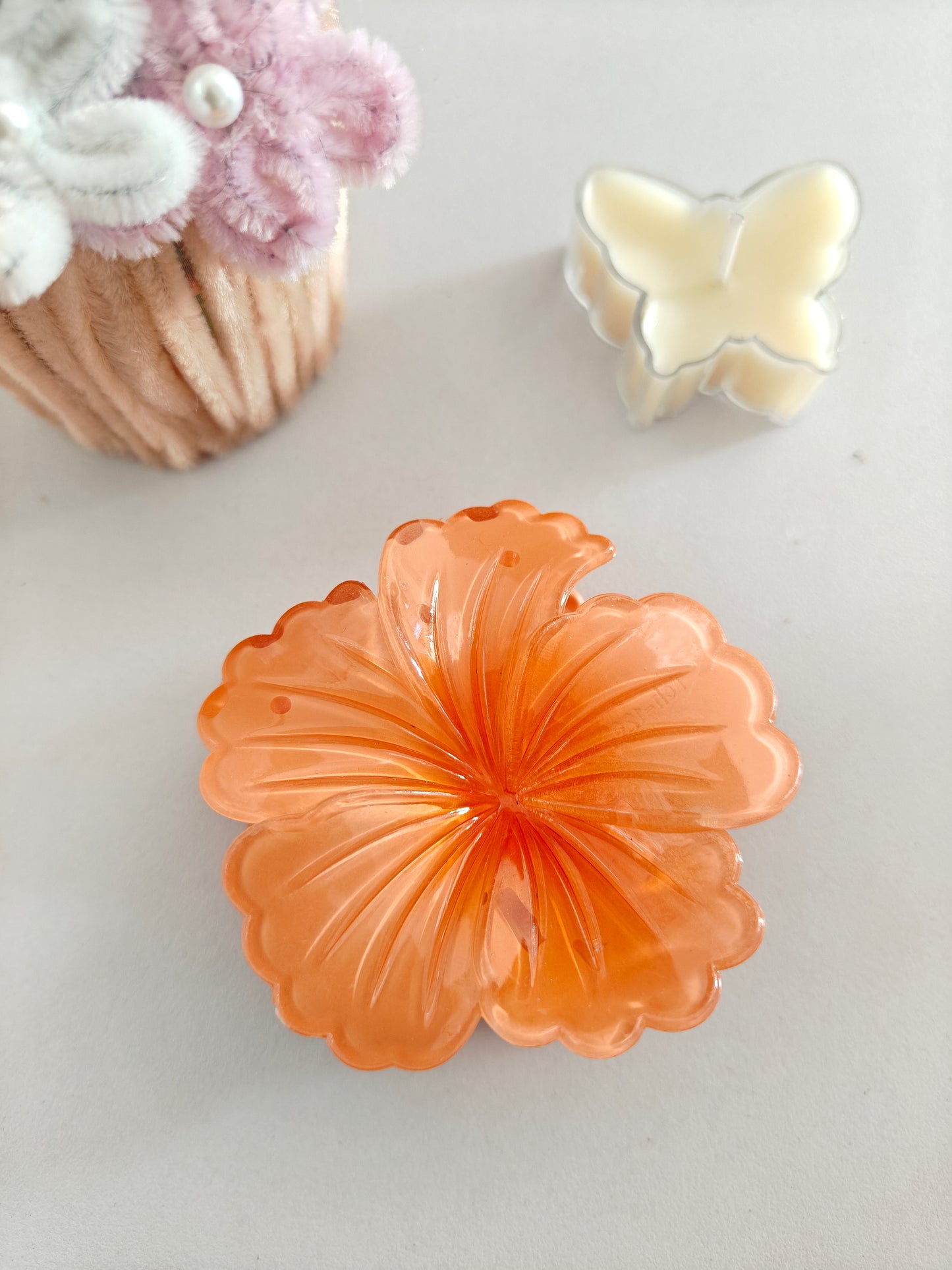 Glossy Hibiscus Claw Clips - Big Size