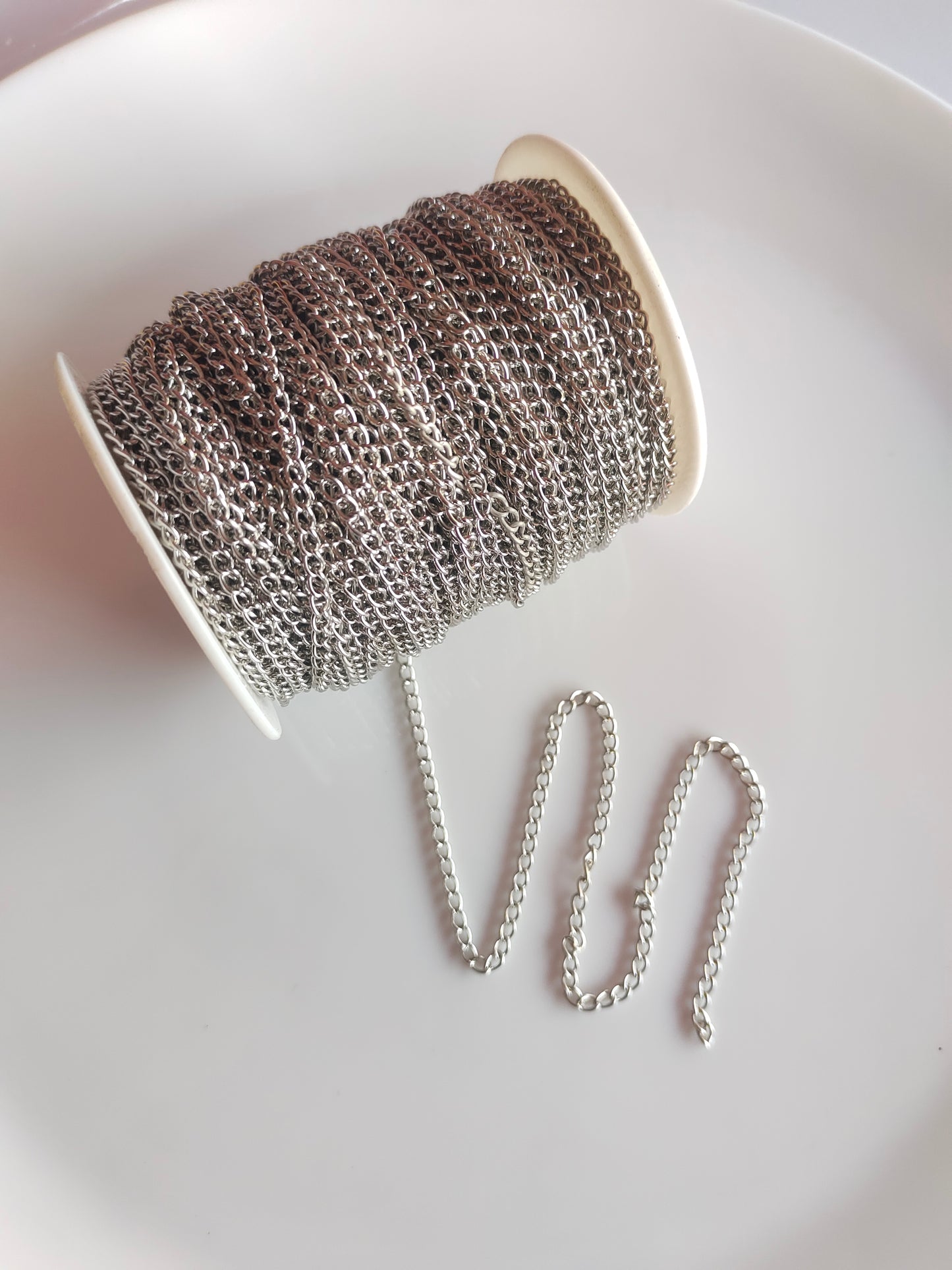 Rhodium Oval Link Chain 4.5*3mm - 1 Meter
