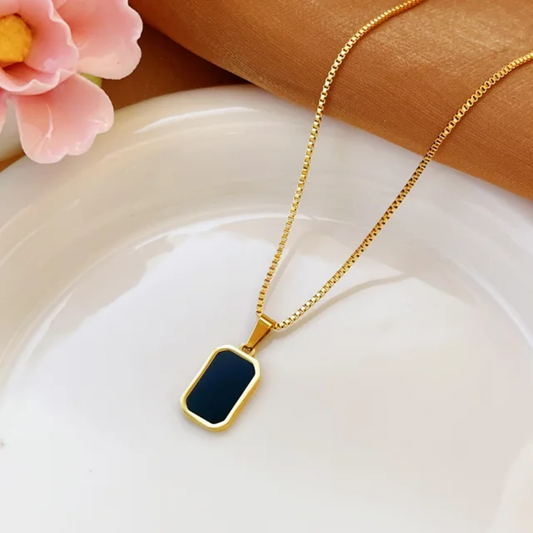 Black Rectangle Pendant Chain