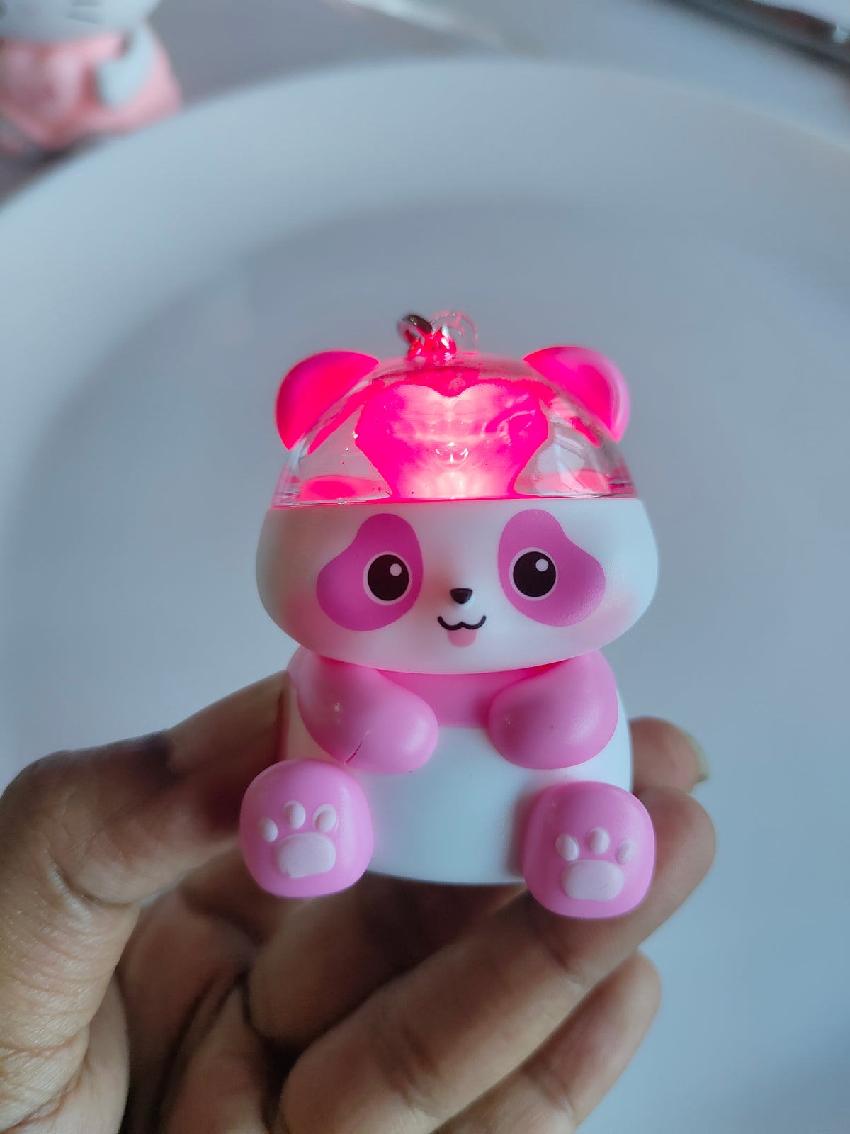 Mini Love Panda Light Keychain - Pink