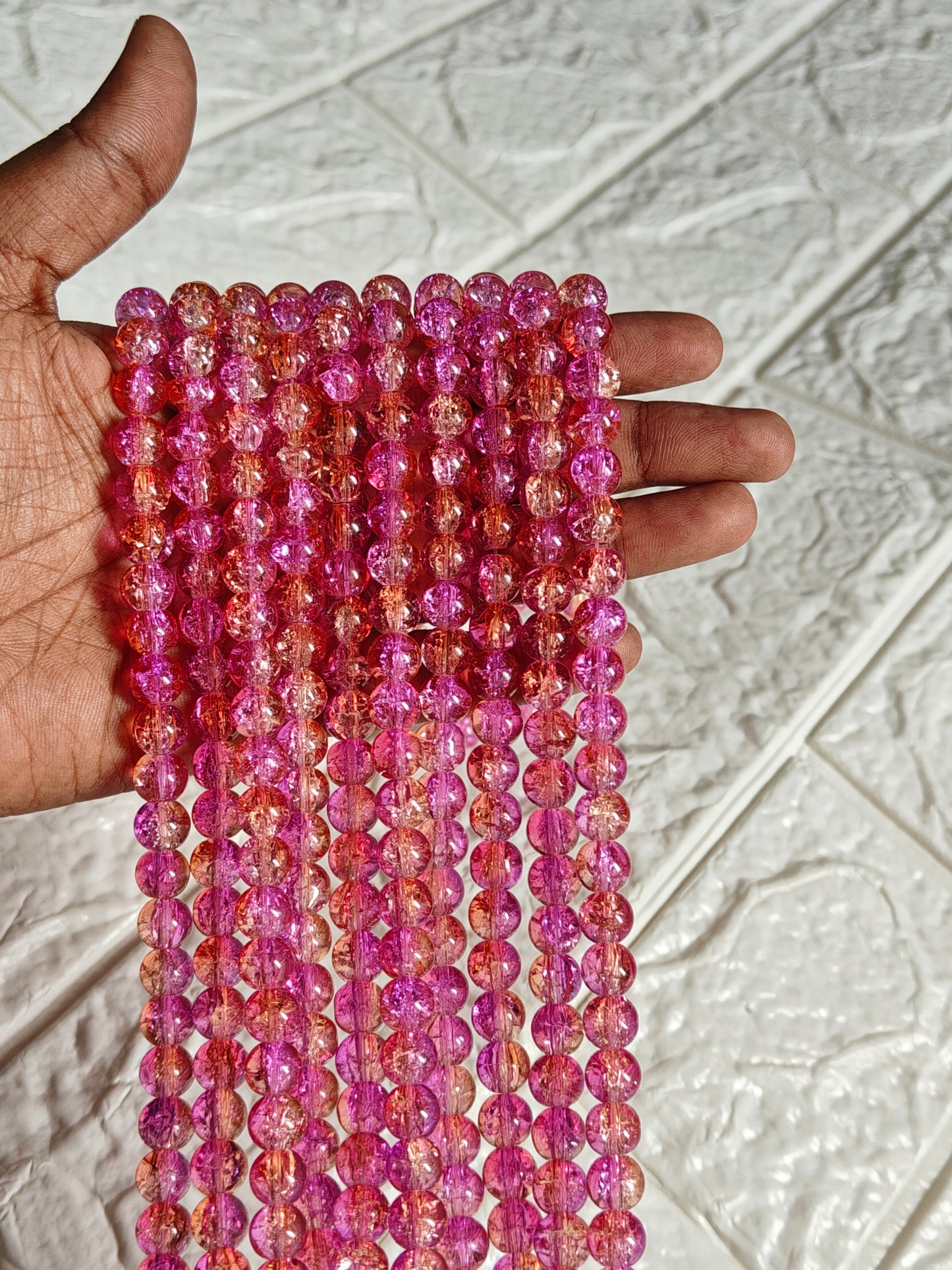 Dual Shade Crackle Beads - approx. 100 beads