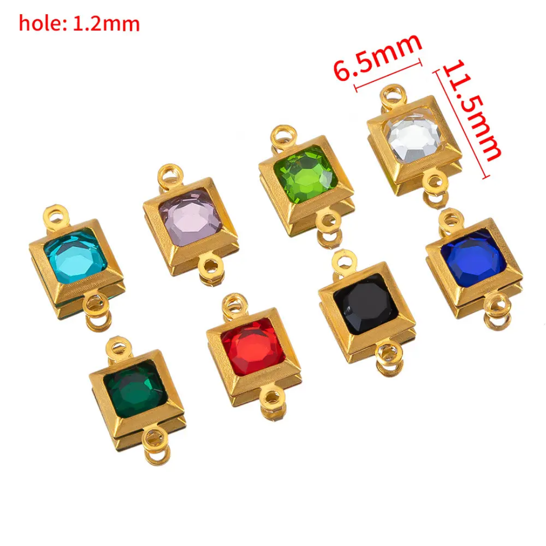 ZC Square Connector Charm - 18k Gold PVD Plated Stainless Steel - Anti Tarnish  - 1 Piece