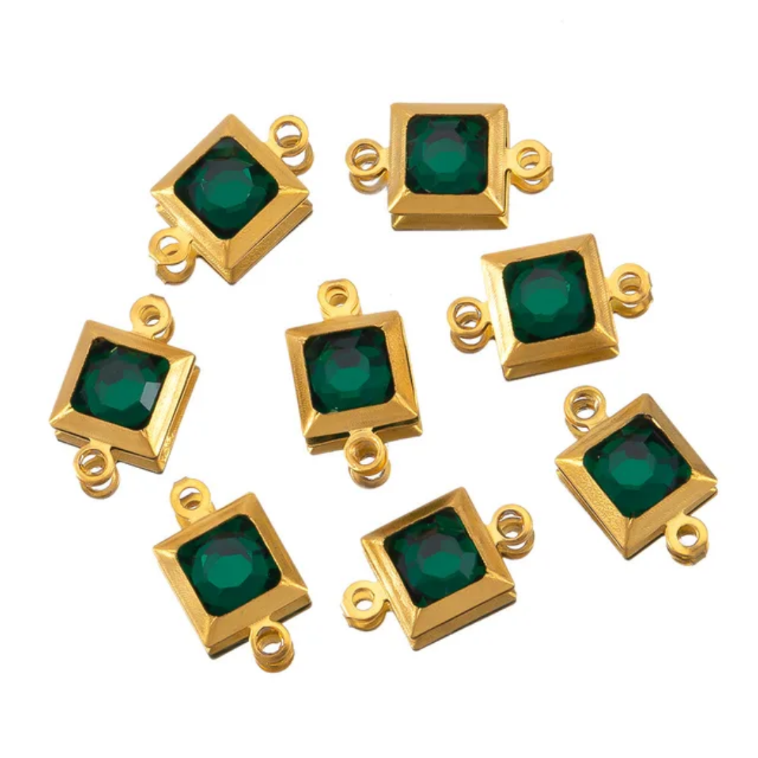 ZC Square Connector Charm - 18k Gold PVD Plated Stainless Steel - Anti Tarnish  - 1 Piece