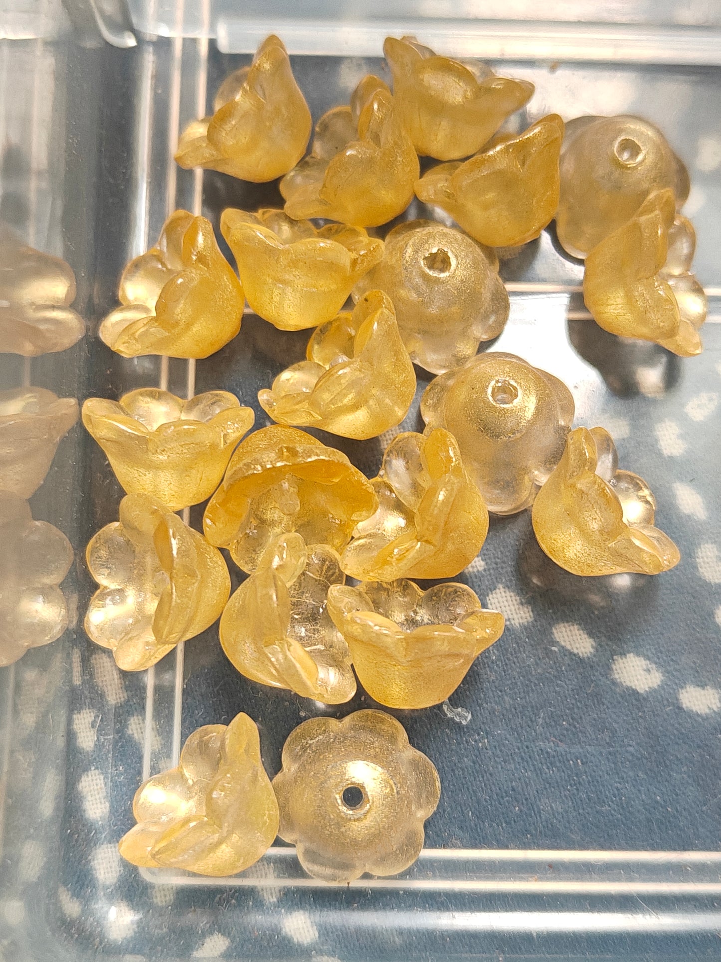 Golden Yellow Orchid Glass Bead 12*7mm - 1 Piece
