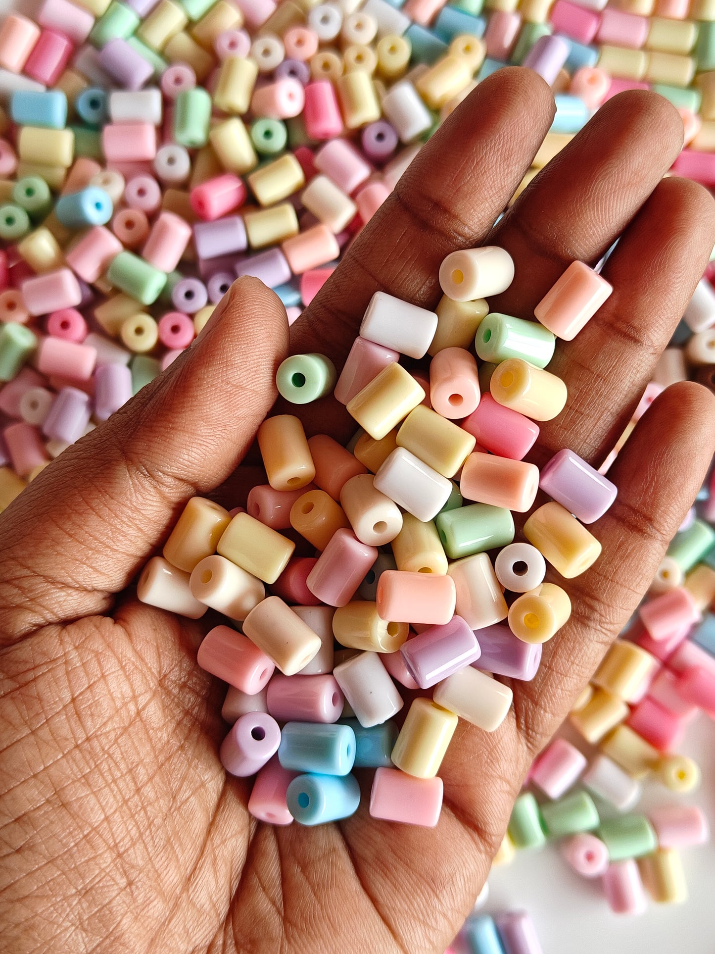 Acrylic Pastel Tube Spacer Beads - 20g