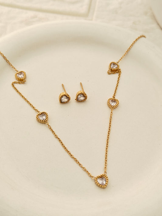 Aurora Heart Combo Set - Stud, Chain