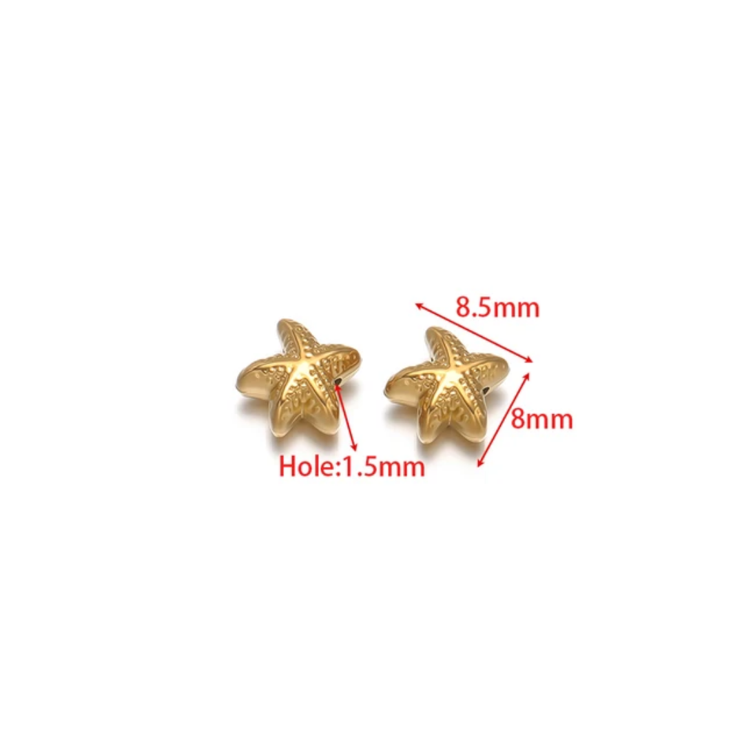 Starfish SS 18k Gold PVD Plated Bead Charm - 1 Piece